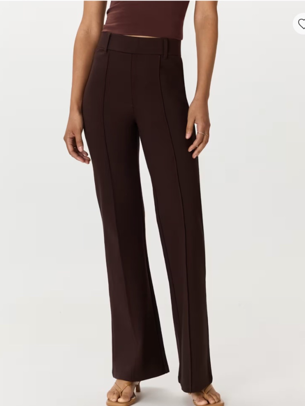 High-Rise Wide-Leg Womens Pants in Dark Brown